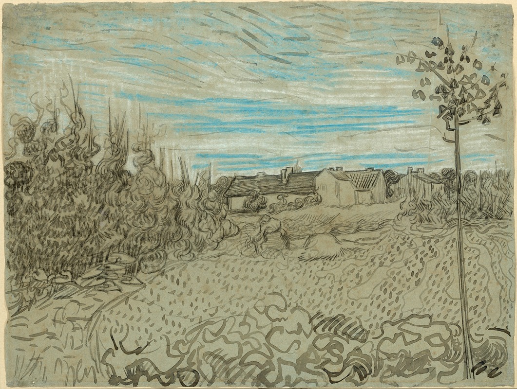 Vincent van Gogh - Cottages with a Woman Working in the Middle Ground