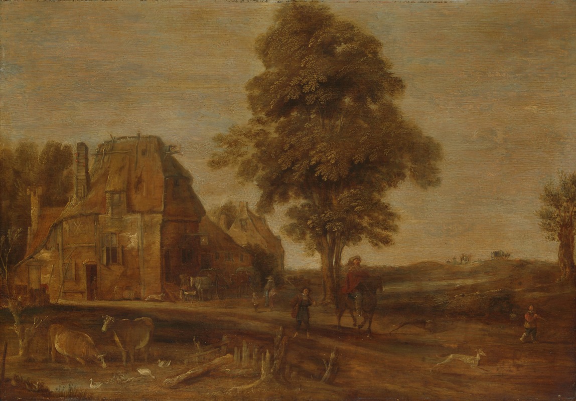 Aert van der Neer - Landscape with an Inn