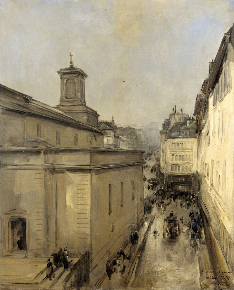Antoine Vollon - View of the Church of Notre Dame de Lorette and the Rue Fléchier, Paris