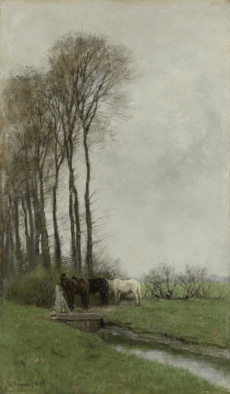 Anton Mauve - Paarden bij het hek