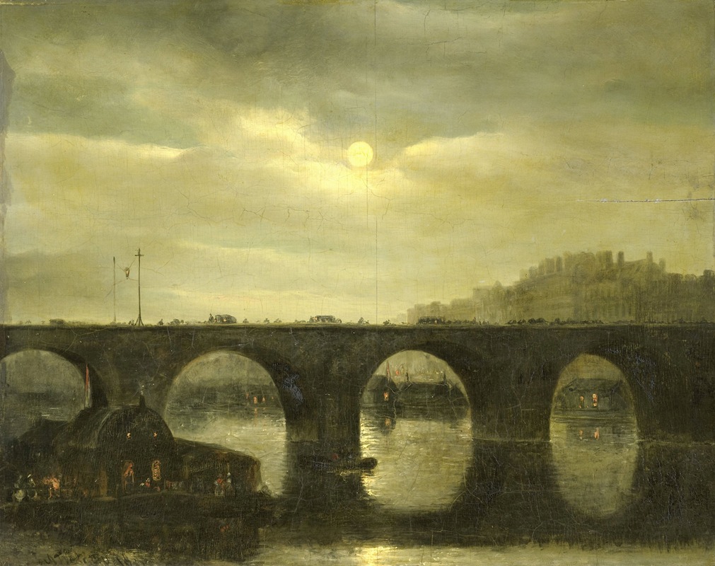 Antonie Waldorp - One of the Bridges over the Seine, Paris, in the Moonlight