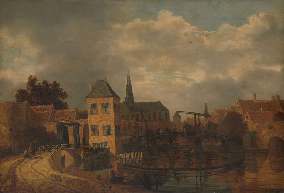 Balthasar van der Veen - View of the Town of Haarlem, taken from the Spaarne River, showing the Eendjespoort