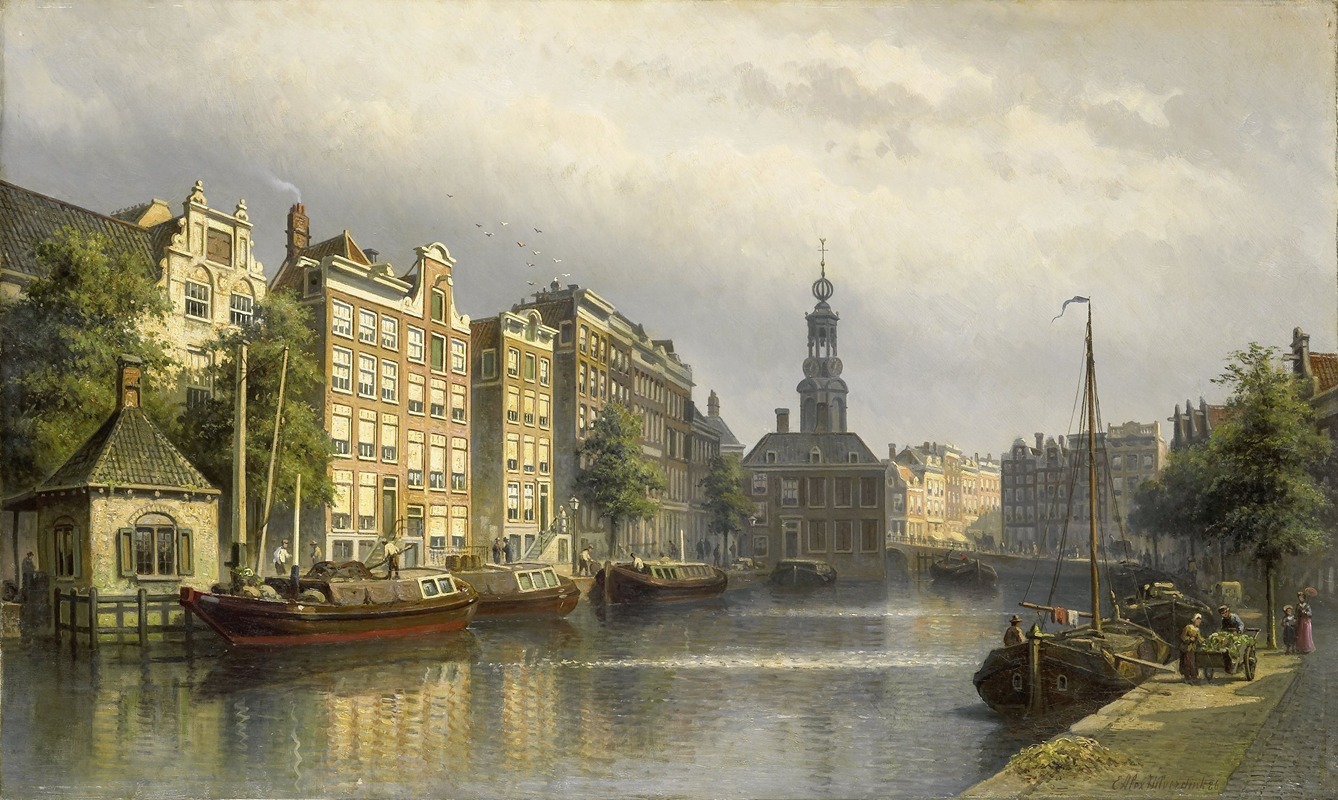 Eduard Alexander Hilverdink - The Singel, Amsterdam, looking towards the Mint