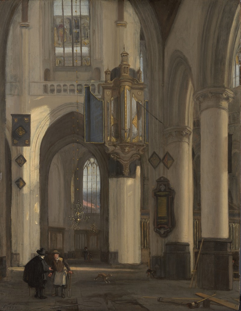 Emanuel de Witte - Interior of a Protestant Gothic Church with Motifs from the Oude and Nieuwe Kerk in Amsterdam
