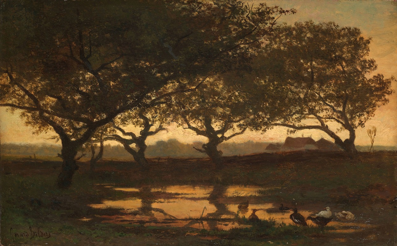 Gerard Bilders - Woodland Pond at Sunset
