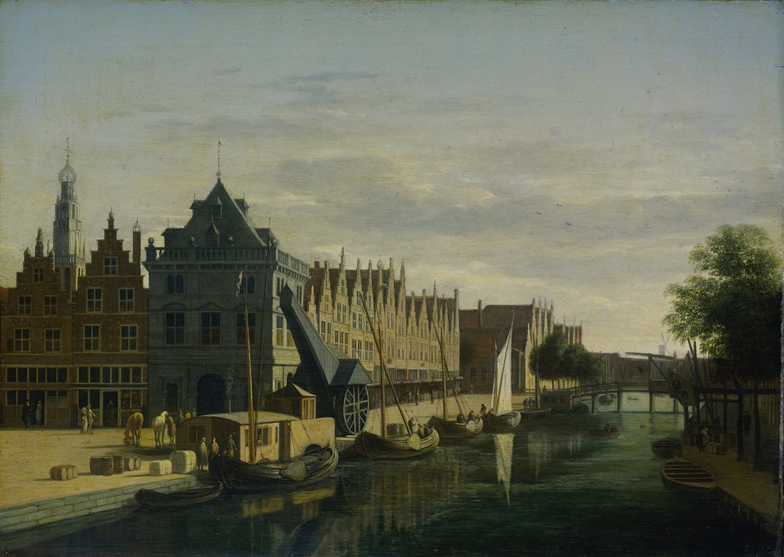 Gerrit Adriaensz. Berckheyde - De Waag (Weighing House) and Crane on the Spaarne, Haarlem
