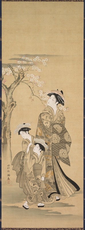 Kubo Shunman - Woman and Two Children