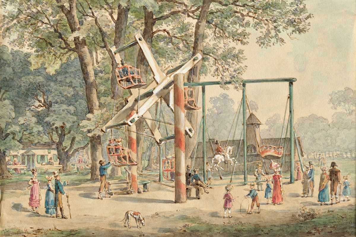 Gustav Zafaurek - Haspel und Schaukel im Wurstelprater in Wien