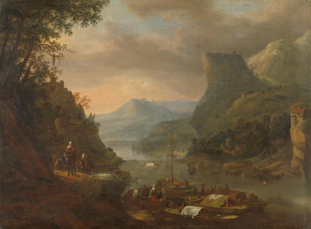 Herman Saftleven - River view in a mountainous region