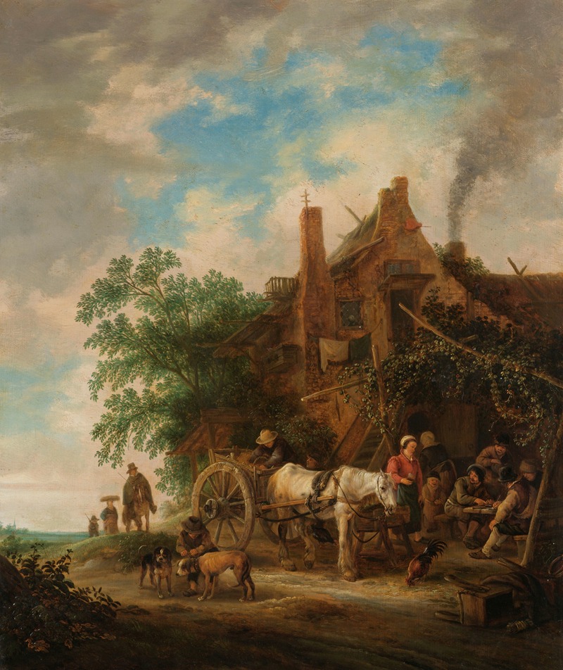 Isaac van Ostade - Country inn with horse and wagon