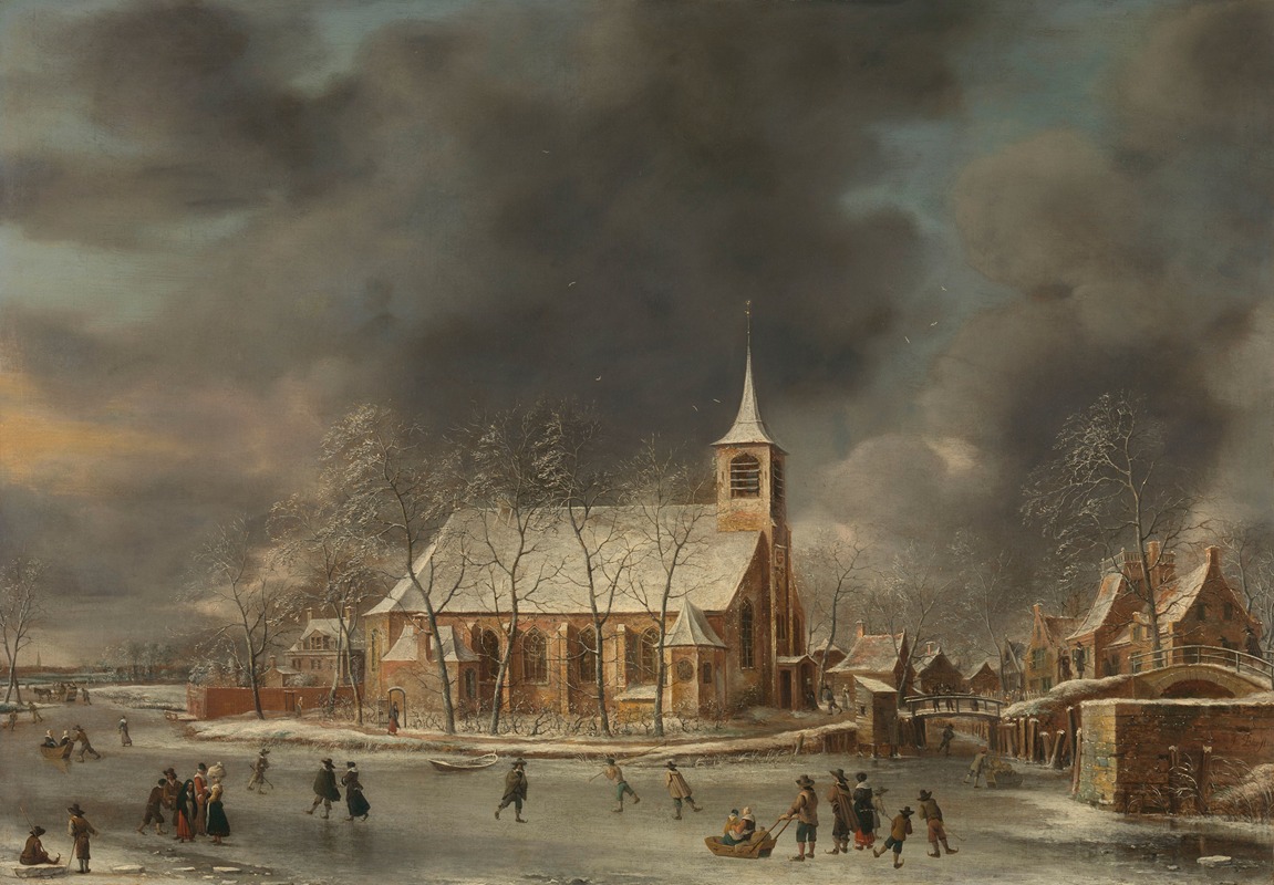 Jan Abrahamsz Beerstraaten - View of the Church of Sloten in the Winter