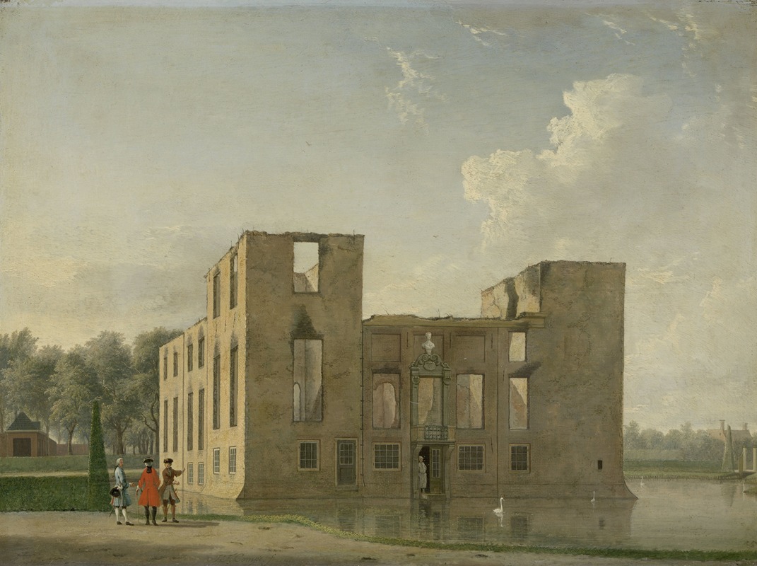 Jan ten Compe - Rear View of Berckenrode Castle in Heemstede after the Fire