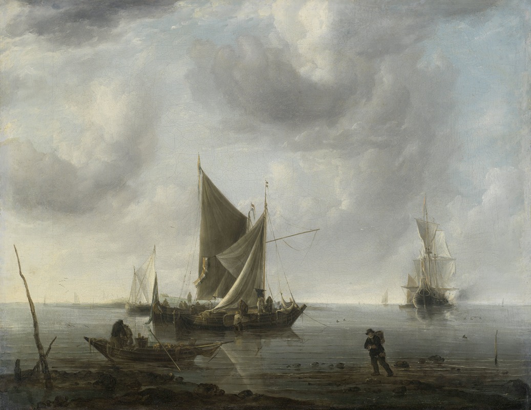 Jan van de Cappelle - Ships at Anchor on a Quiet Sea