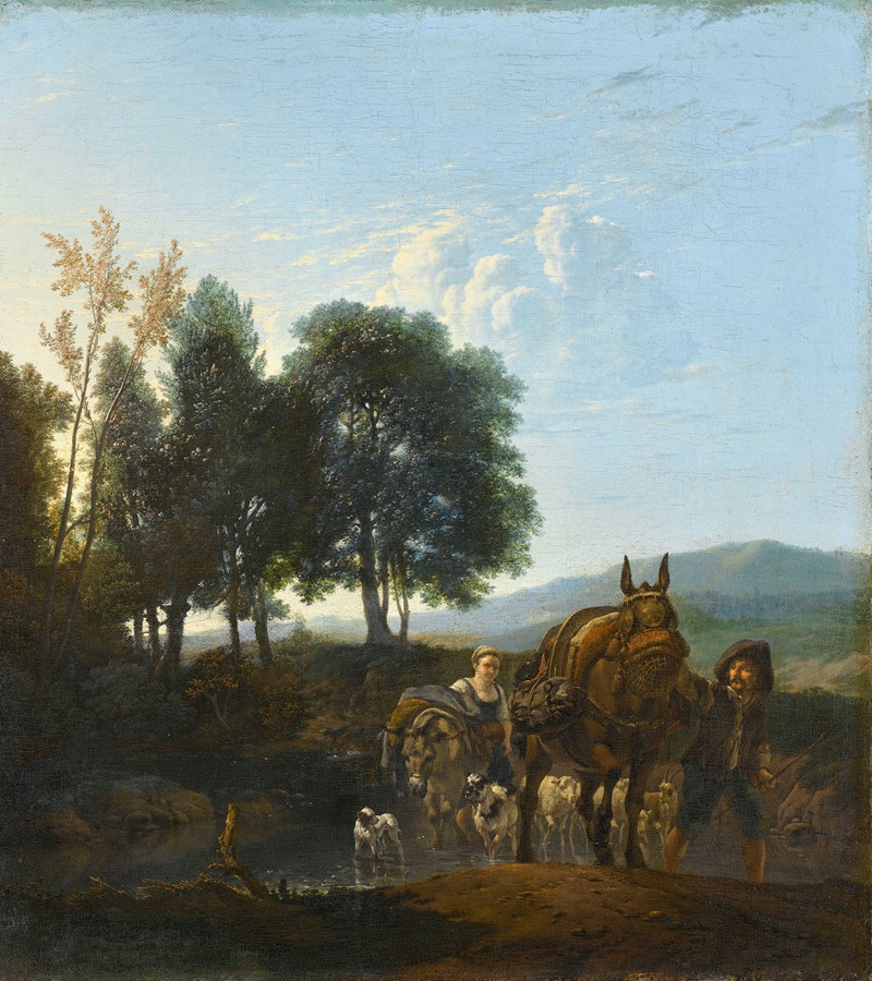 Karel Dujardin - Landscape with Mule Driver
