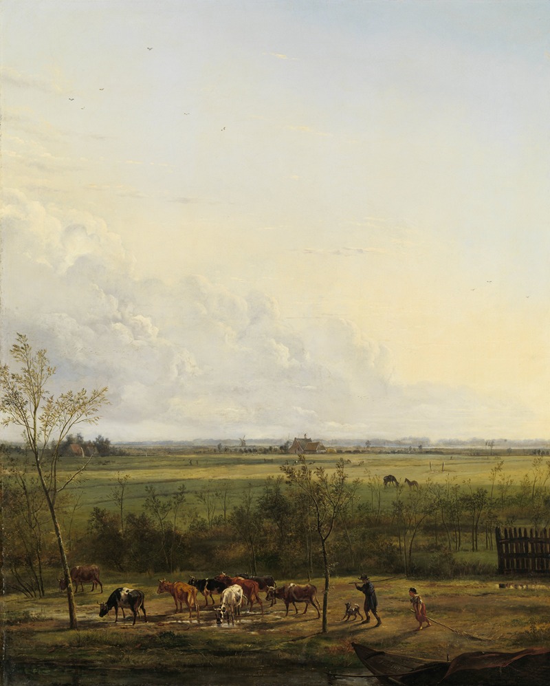 Pieter Gerardus van Os - Distant View of the Meadows at ’s-Graveland