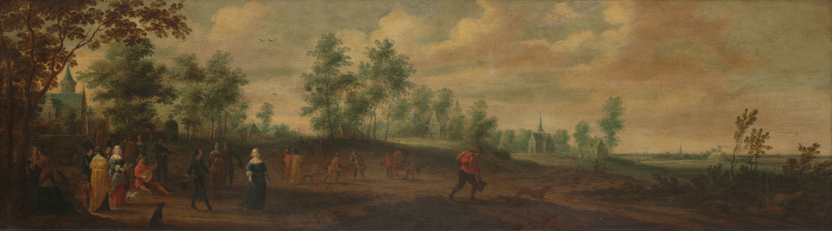 Pieter Meulener - Landscape with a Couple Dancing outside a Country Mansion