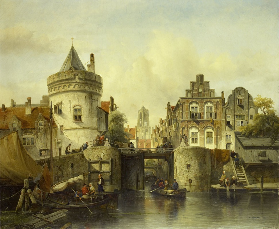 Salomon Leonardus Verveer - Imaginary View based on the Kolksluis, Amsterdam