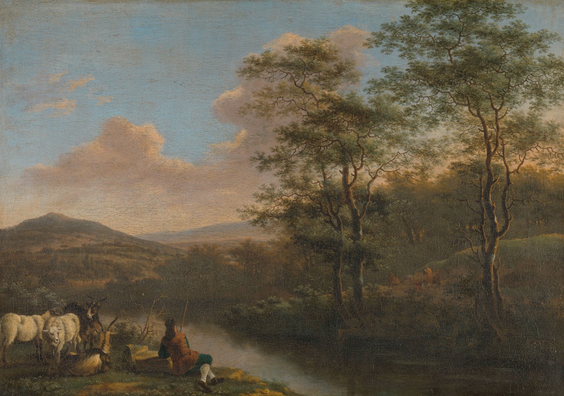 Willem de Heusch - Italian Landscape with Resting Herdman