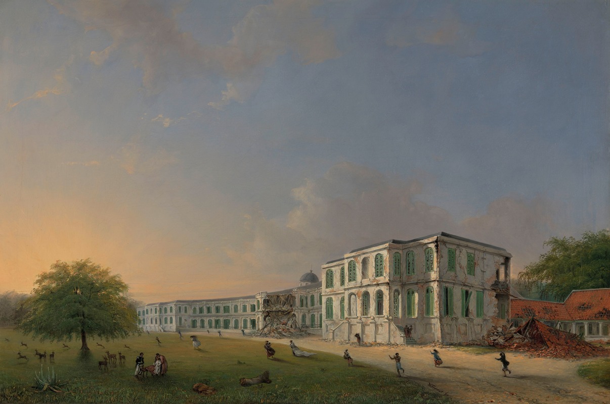 Willem Troost the younger - Front View of Buitenzorg Palace during the Earthquake of 10 October 1834