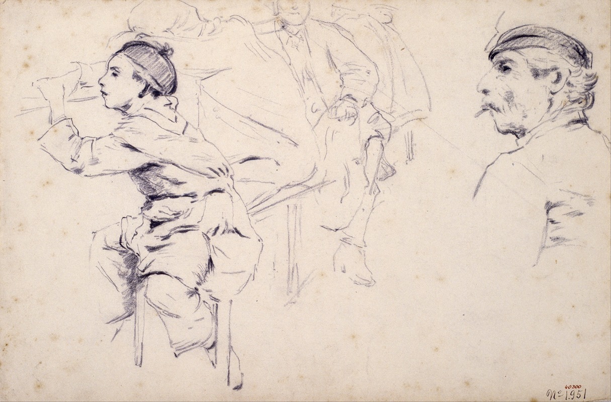 Santiago Rusiñol - Study of Children and Figures of Men