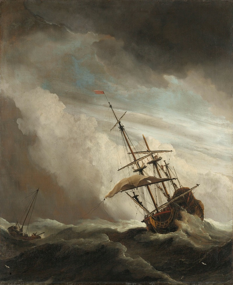 Willem van de Velde the Younger - A Ship on the High Seas Caught by a Squall, Known as ‘The Gust’