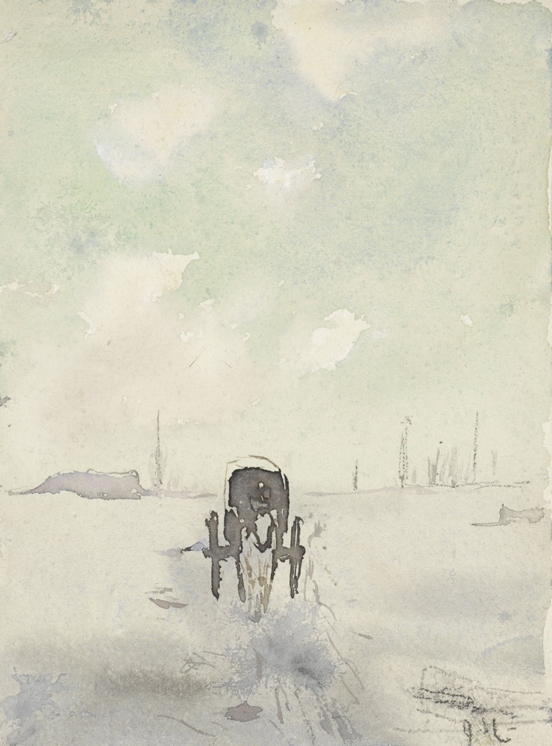 Adolf le Comte - Winterlandschap met paard en wagen