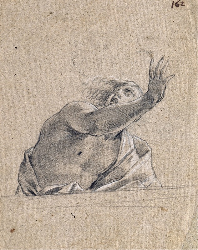 Simon Vouet - Man with Raised Arm Behind a Parapet