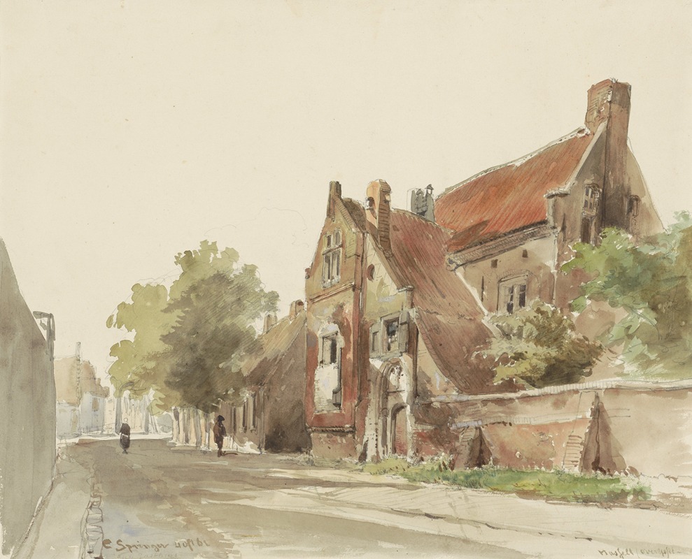 Cornelis Springer - Het oude gasthuis te Hasselt