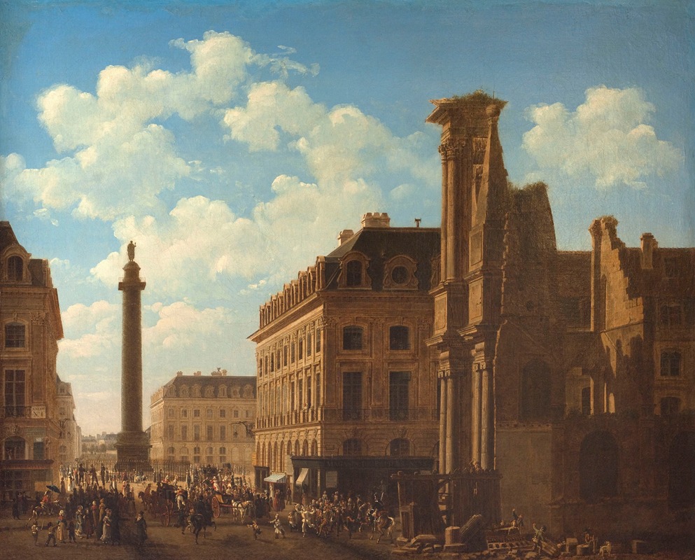 Etienne Bouhot - La place Vendôme et la rue de Castiglione, avec les ruines de l’église des Feuillants