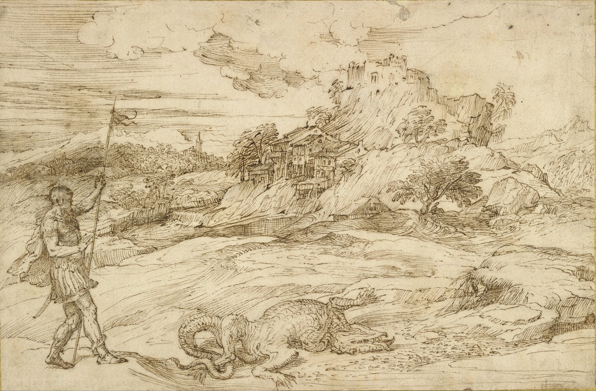 Titian - Landscape with St. Theodore Overcoming the Dragon