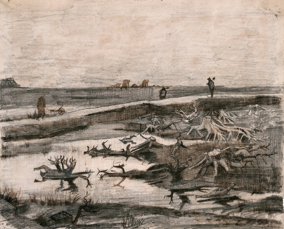 Vincent van Gogh - Landscape with Bog Trunks (Travaux aux Champs)
