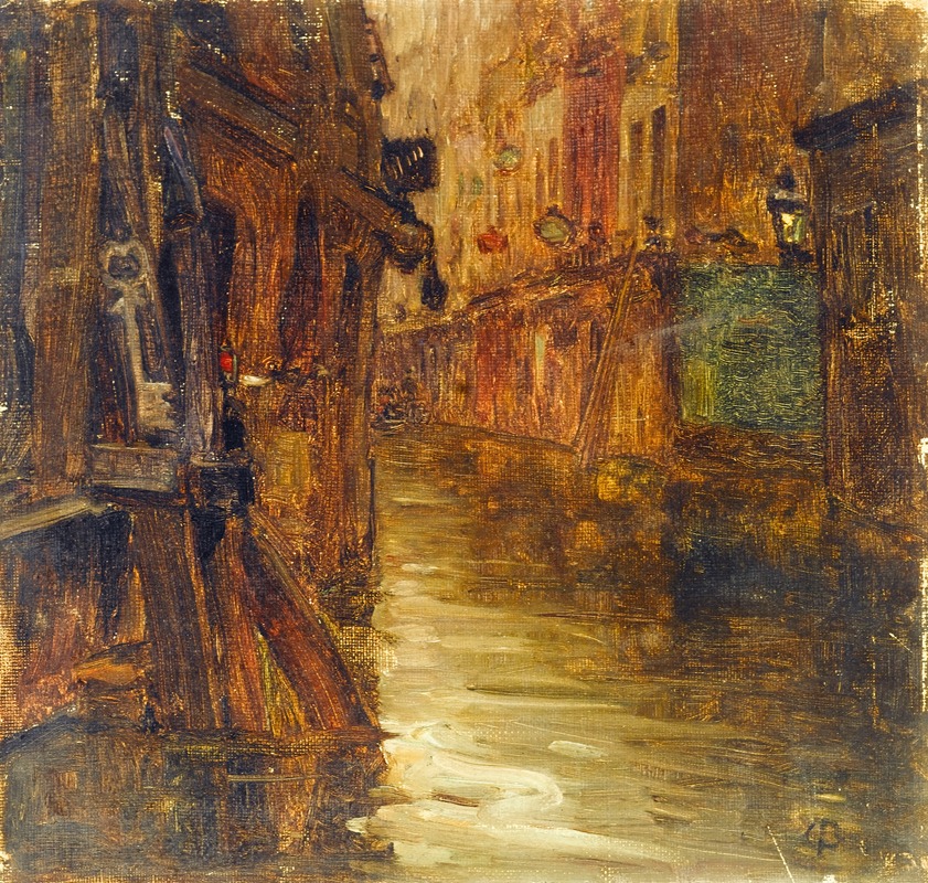 Germain Eugène Bonneton - La rue de Bièvre, vue du boulevard Saint-Germain (inondations de 1910)