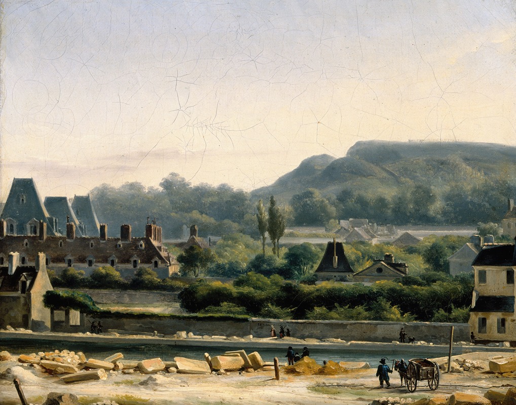 Hippolyte-Benjamin Adam - Vue de L’hôpital Saint-Louis et des Buttes-Chaumont