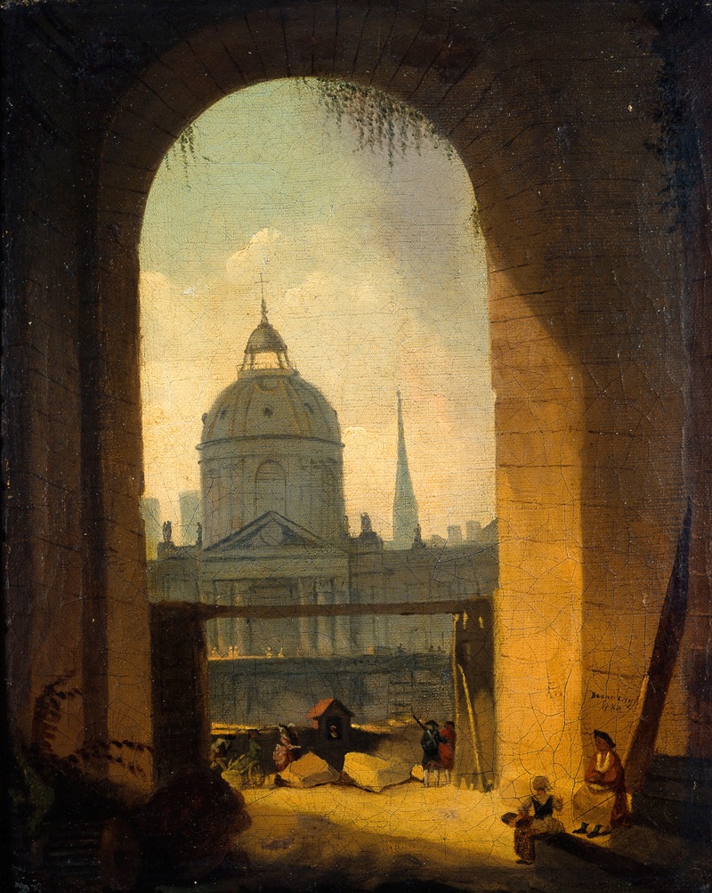 Pierre-Antoine Demachy - Le collège des Quatres-Nations, vu de l’entrée de la cour carrée du Louvre