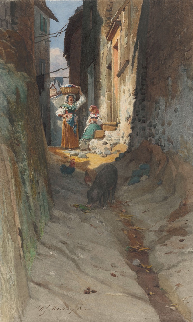 Willem Johannes Martens - View of a Small Street in Rocca di Papa