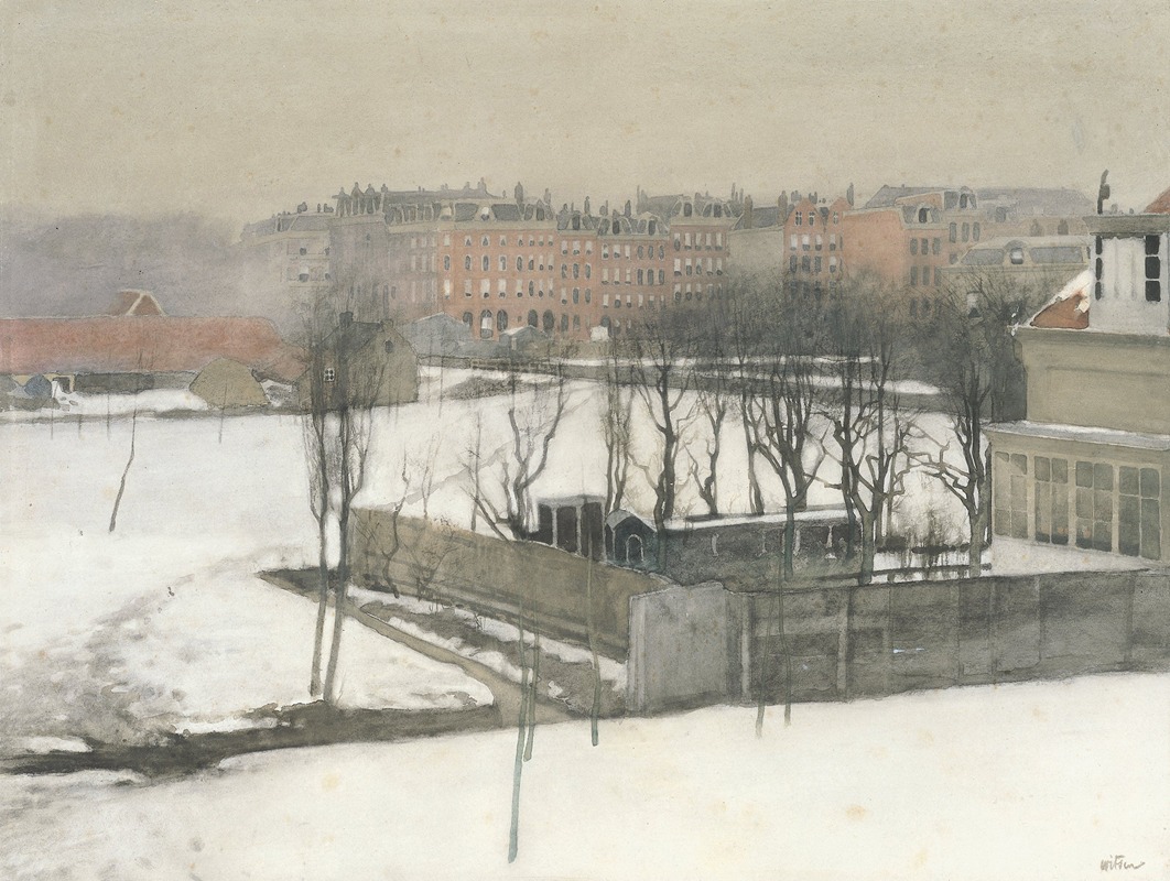 Willem Witsen - Gezicht op het Oosterpark in de sneeuw
