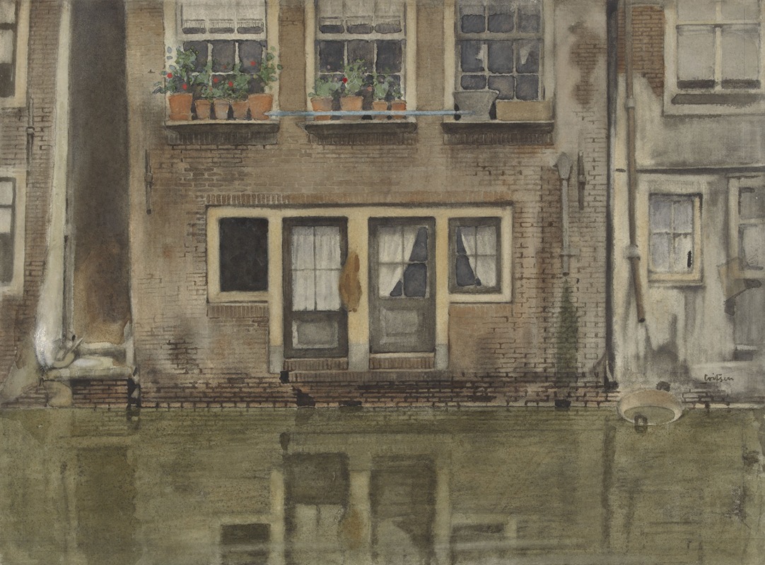 Willem Witsen - Huizen aan een gracht te Amsterdam