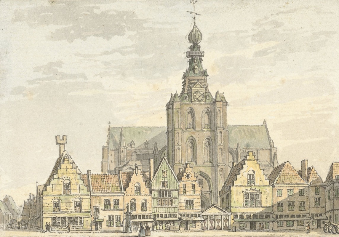 Abraham de Haen the Younger - Kerk en Markt te Bergen op Zoom