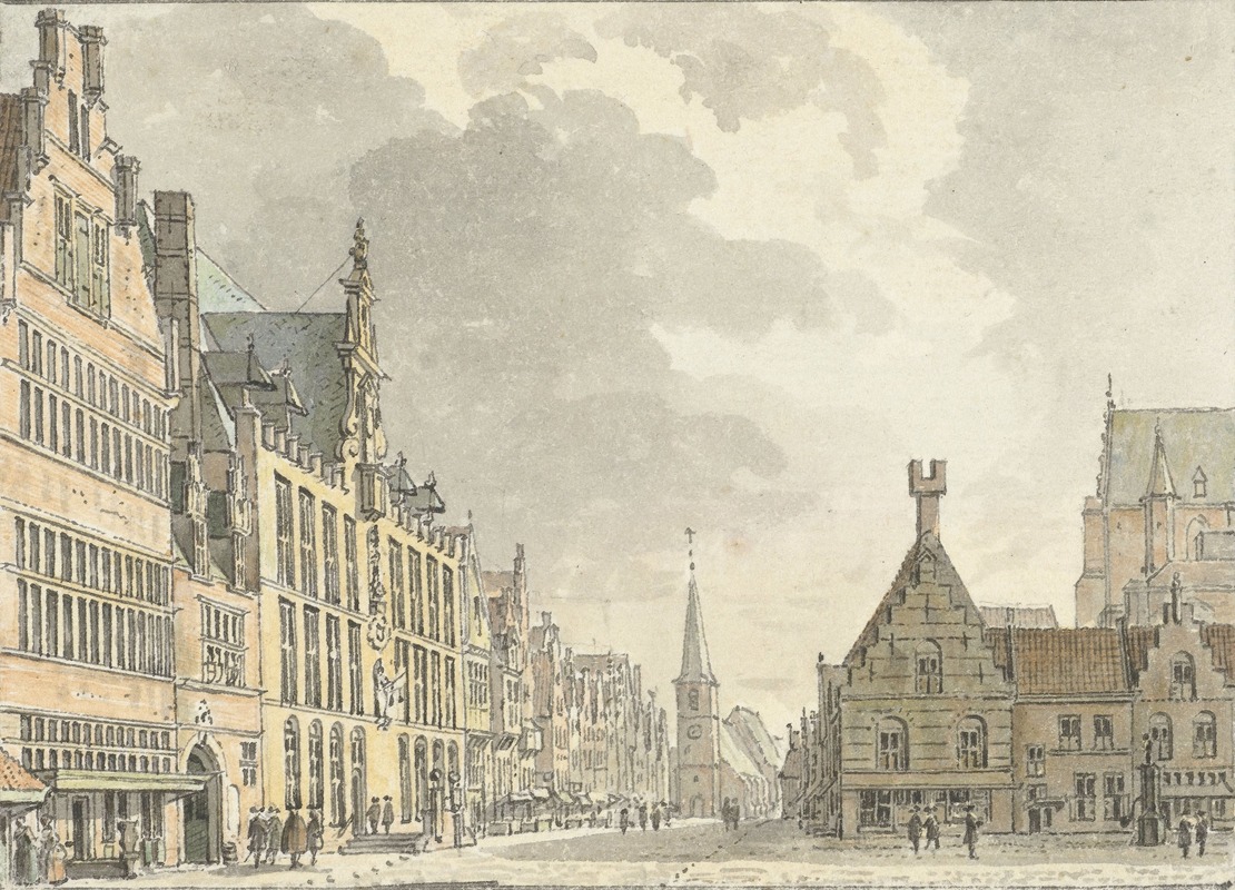 Abraham de Haen the Younger - Stadhuis en Markt te Bergen op Zoom