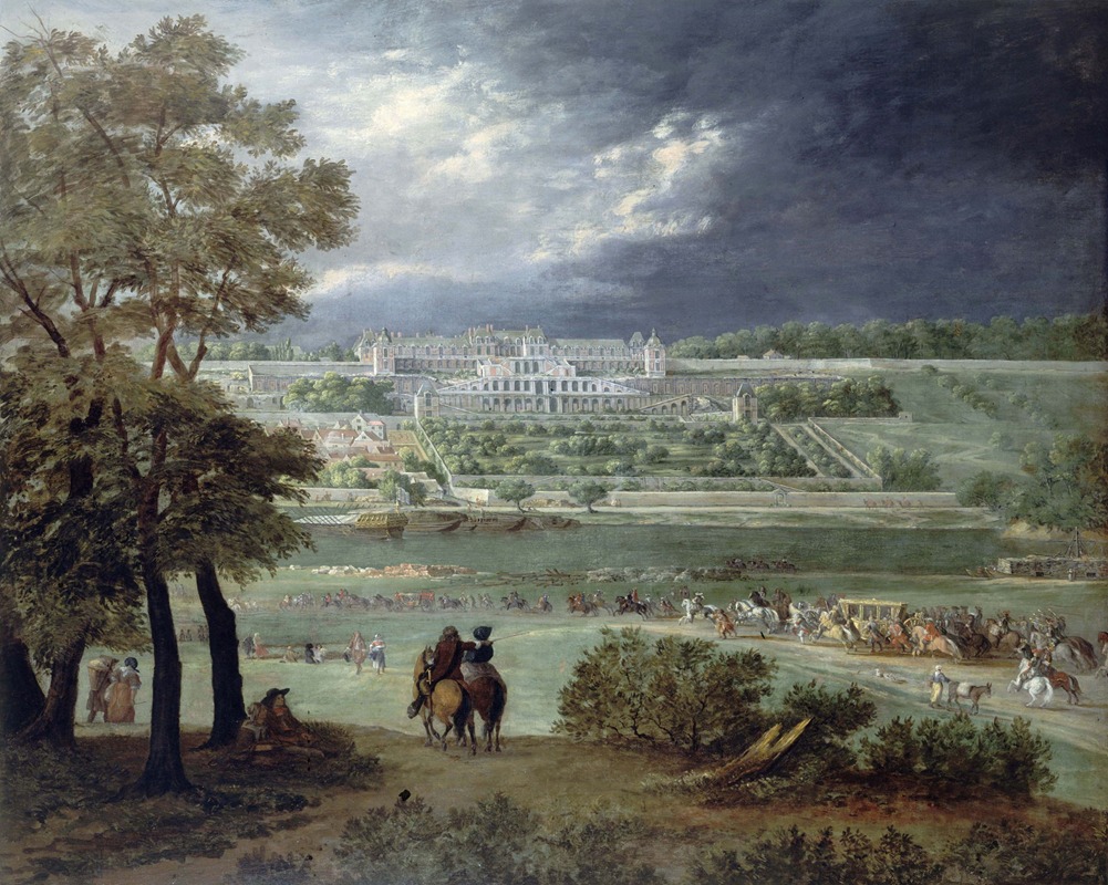 Adam Frans van der Meulen - Le Château Neuf de Saint-Germain-en-Laye et les jardins, vus de la rive droite de la Seine