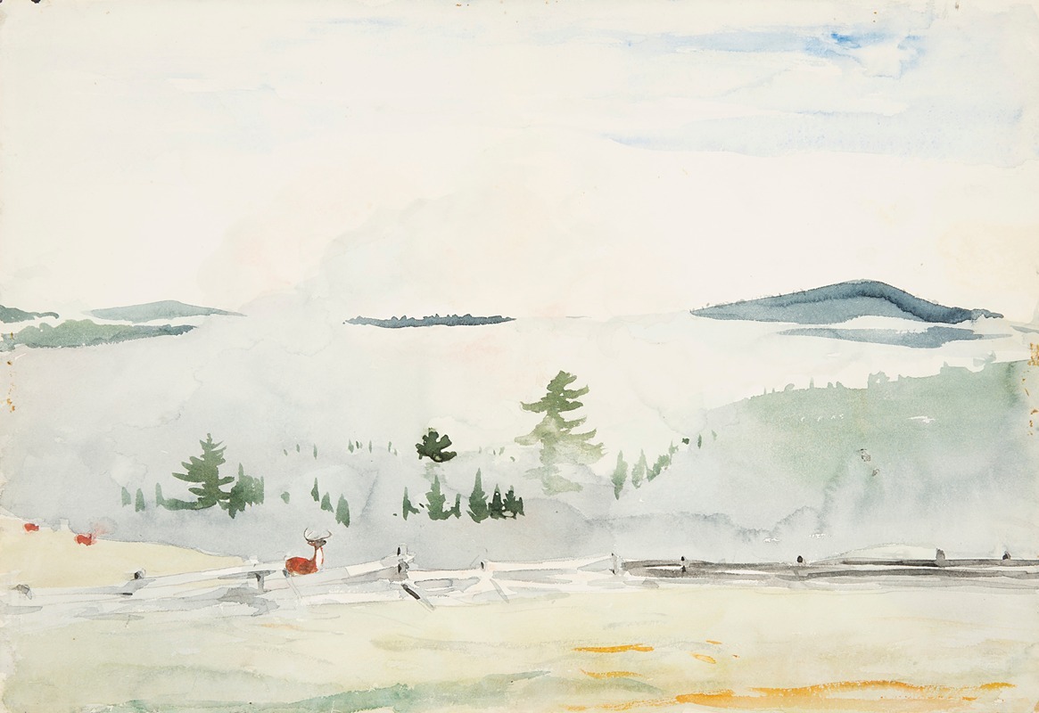 Winslow Homer - Landscape with Deer in a Morning Haze