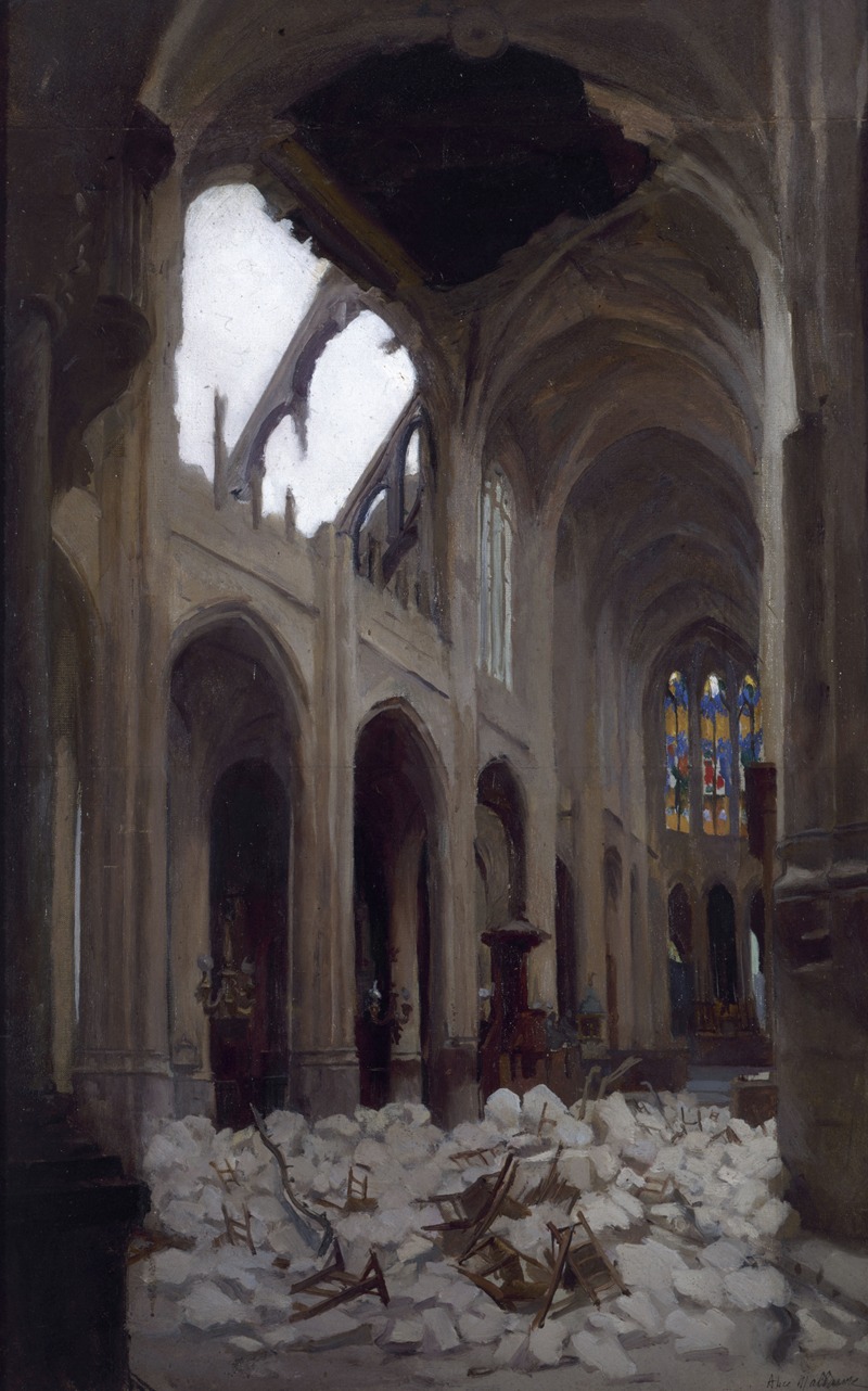 Alice Mallaivre - Intérieur de l’église Saint-Gervais, après le bombardement du Vendredi saint, 29 mars 1918