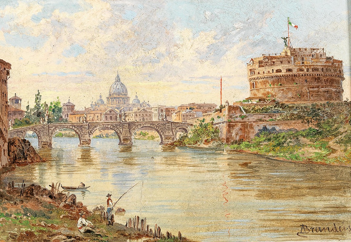 Antonietta Brandeis - A View of Rome with Castel Sant’Angelo, Ponte Sant’Angelo and St Peter’s Basilica in the Background