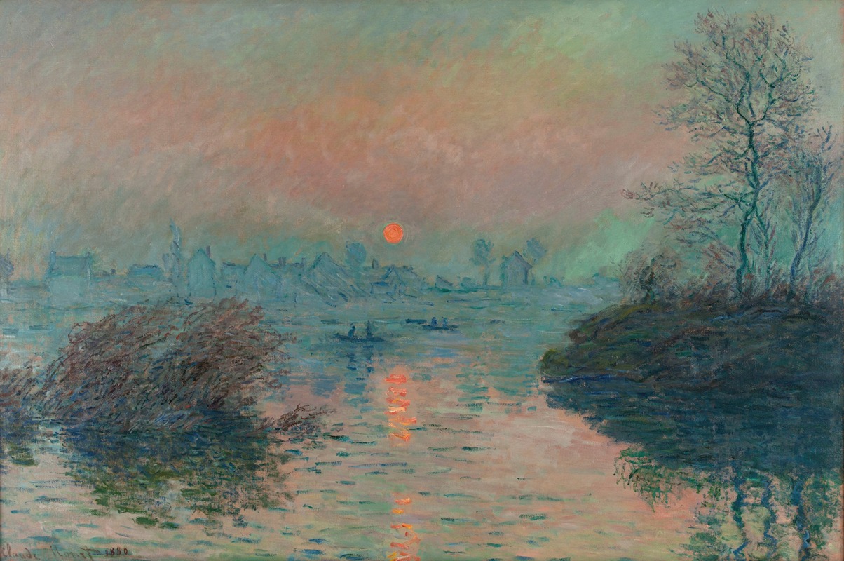 Claude Monet - Soleil couchant sur la Seine à Lavacourt, effet d’hiver