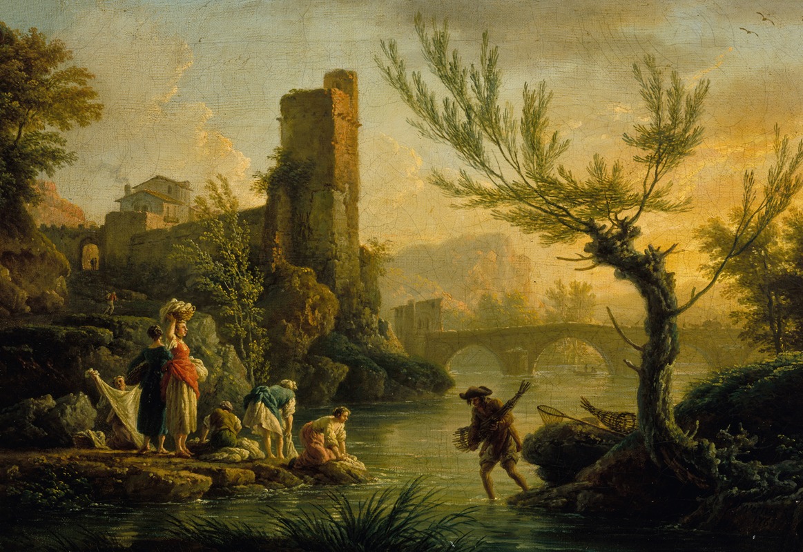 Claude-Joseph Vernet - Paysage avec des lavandières