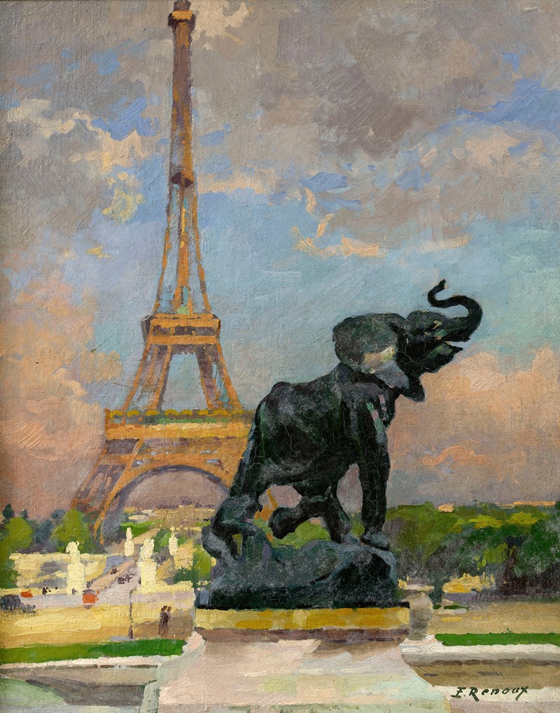 Ernest Jules Renoux - L’Eléphant pris au piège de Frémiet et la Tour Eiffel