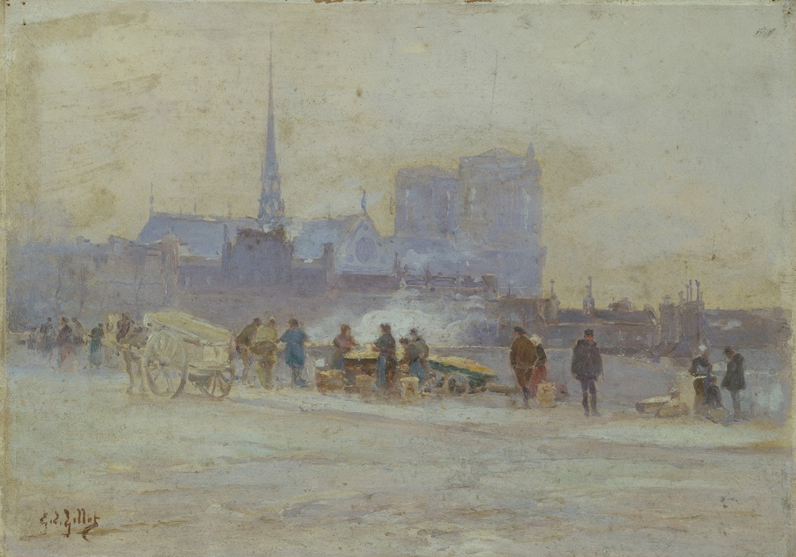 Eugène Louis Gillot - Notre-Dame, vue du quai de l’Hôtel-de-Ville