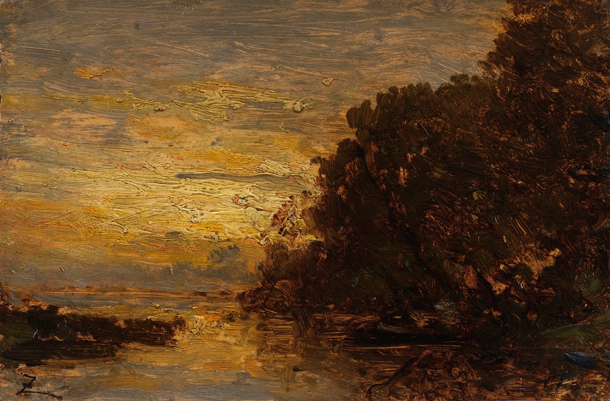 Félix Ziem - La Seine à Billancourt, coucher de soleil