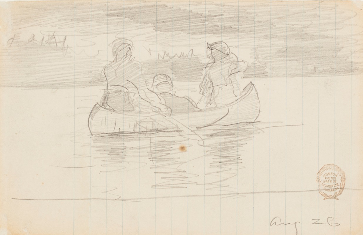 Winslow Homer - Three Men in a Canoe, Il Manigne, Quebec