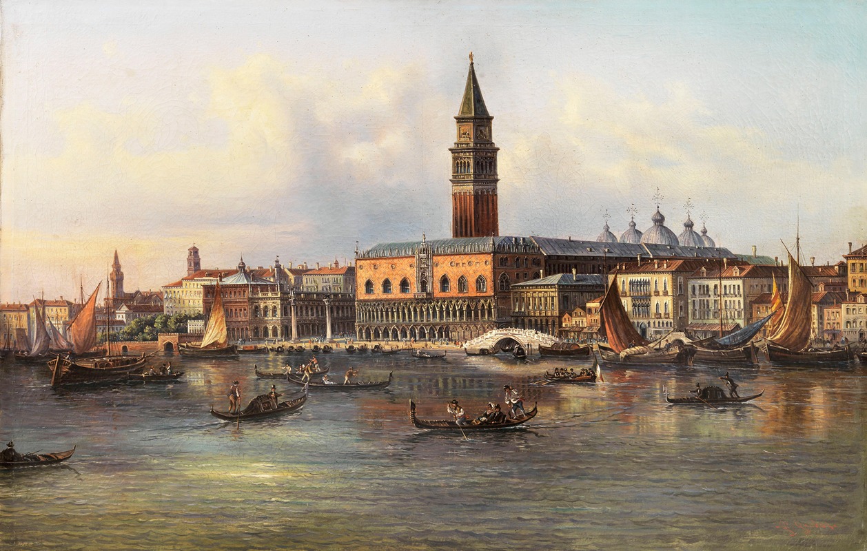 Giovanni Grubacs - Venice, a View of Palazzo Ducale from the Bacino